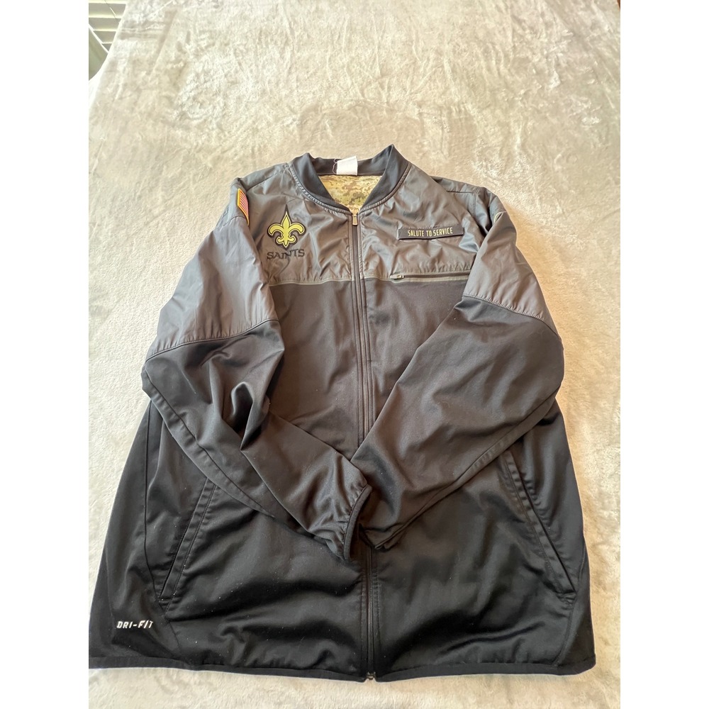 Nike New Orleans Saints Jacket Mens XXL Black Salute to Service NFL Onfield Zip